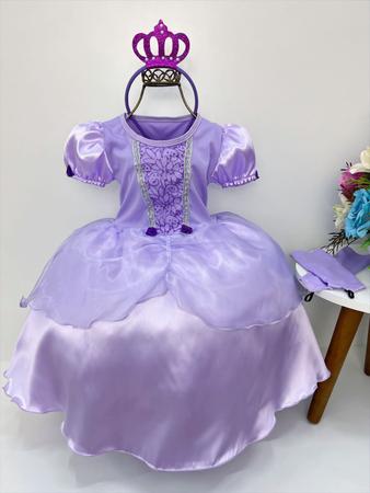 Vestido Princesa Sofia Com Luvas E Tiara Frete Gratis