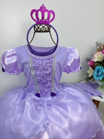 Vestido Princesinha Sofia Infantil Luxo Formatura E Luvas