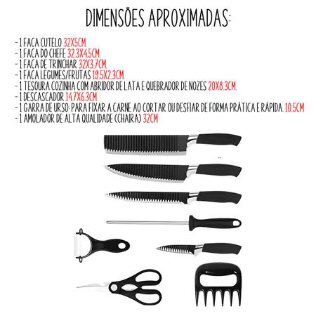 Imagem de Kit Profissional De Facas Conjunto Completo Para Churrasco Com 8 Peças Antiaderente Fio De Navalha