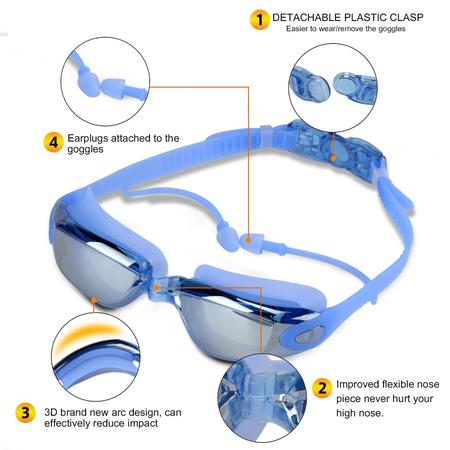 Imagem de Kit Profissional Óculos de Natação Adulto com Touca e Estojo