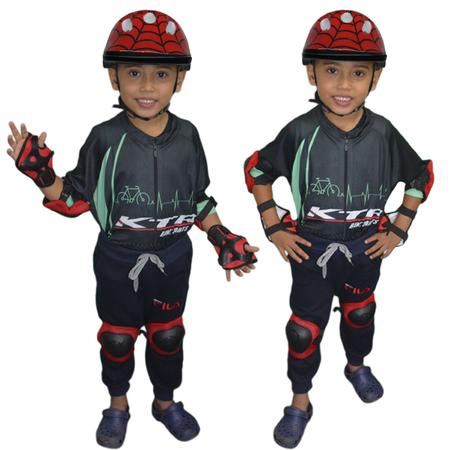 Imagem de Kit  Proteção  Capacete Cotoveleira Infantil Homem Aranha Bike Skate  