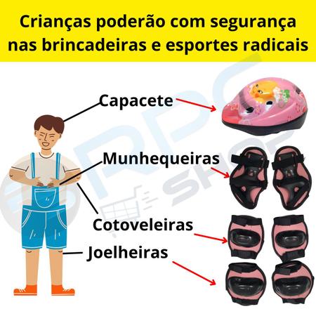 Imagem de Kit Protecao Infantil Capacete Joelheira Cotoveleira Bike