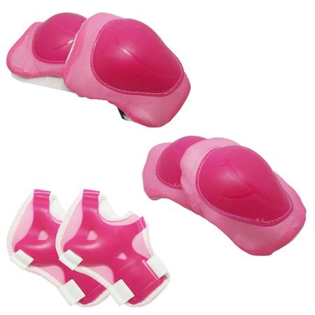 Imagem de Kit Proteção Infantil Capacete Patins Skate Bicicleta Acessórios Menina Rosa Importway Bw-106RS