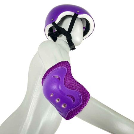 Imagem de Kit Proteção Infantil Para Esportes Radicais Violeta Completo Com Capacete Cotoveleiras Joelheiras Unitoys
