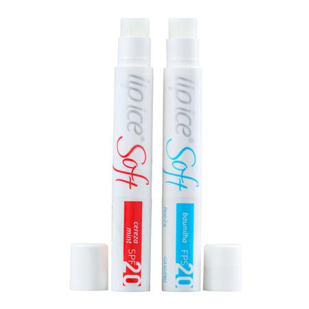 Imagem de Kit Protetor Labial Lip Ice Soft FPS 20 Baunilha e Cereja Refrescante com 2 unidades 2g cada