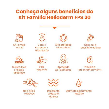 Imagem de Kit Protetor Solar Família Helioderm Suncare Corporal Adulto FPS 30 200ml + Kids Color FPS 30 120ml