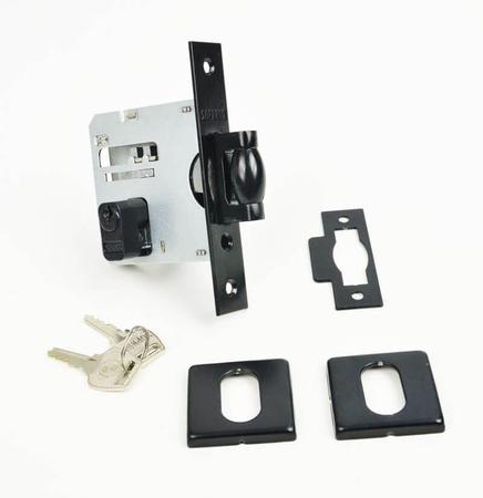 Imagem de Kit puxador porta pivotante ( greco ) aço inox preto + fechadura rolete pivotante preto +batedor / amortecedor porta preto