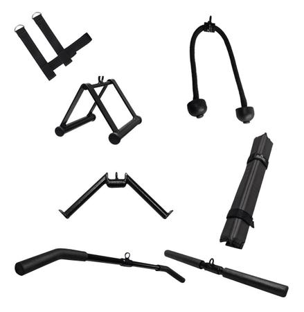 Kit Puxadores 05 peças Academia Musculação Rei do Fitness - Peças