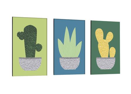 Kit Quadros Placas Decorativos Moderno Retro Desenhos Cactos