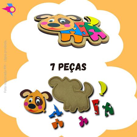 Kit 4 Quebra-Cabeças de Animais Madeira Infantil Pedagógico