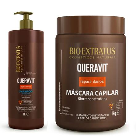 Imagem de Kit Queravit Shampoo 1l Máscara 1kg Bio Extratus