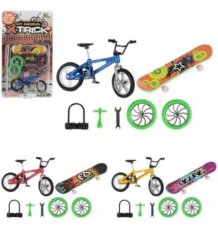 Imagem de Kit radical X-Trick Brinquedo de dedo bicicleta e skate de dedo com acessóriod