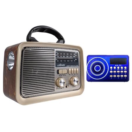 Imagem de Kit Radio Retro AM FM SW Recarregavel Bivolt Manual com Lanterna e Radinho Portátil Digital Usb Micro Sd Aux