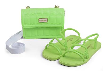 Kit Rasteira Tiras Trançadas + Bolsa com Alça Ajustável Transversal Paris - PRETTA PORTTE Imagem de Kit Rasteira Tiras Trançadas + Bolsa com Alça Ajustável Transversal Paris