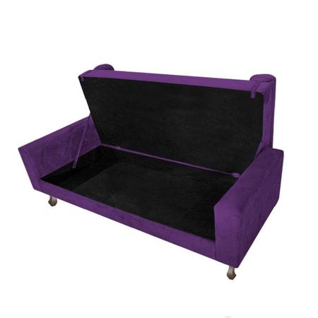 Imagem de Kit Recamier Sofá Calçadeira Divã Félix 140 cm e Cabeceira Estofada Lady 140 cm Para Cama Box Casal Suede Roxo - AM Decor