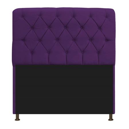 Imagem de Kit Recamier Sofá Calçadeira Divã Félix 140 cm e Cabeceira Estofada Lady 140 cm Para Cama Box Casal Suede Roxo - AM Decor