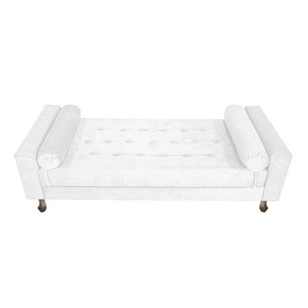 Imagem de Kit Recamier Sofá Calçadeira Divã Félix 160 cm e Cabeceira Estofada Lady 160 cm Para Cama Box Queen Size  Suede Branco - AM Decor