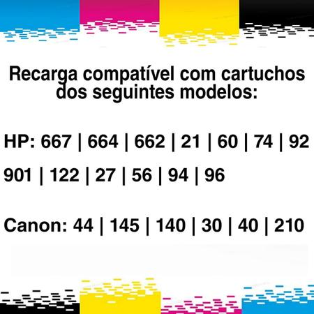 Imagem de Kit Recarga Cartucho 901 + Sugador Compativel Impressora Hp J4580 J4660 4500 Inkcor com 500ml