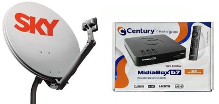 Imagem de Kit  Receptor Digital HD da Century Midiabox B7 com Antena Parabólica 60cm