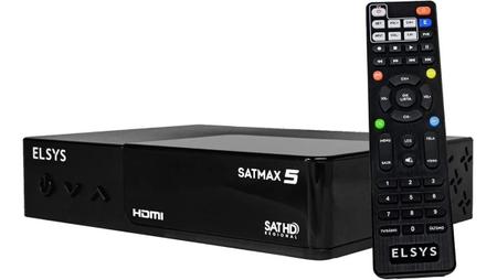 Imagem de Kit Receptor Elsys Satmax 5 Hd Livre + Antena Parabólica 60cm 17m Cabos