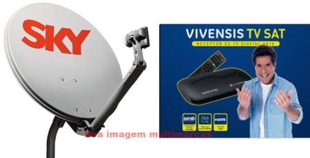 Imagem de kit Receptor Vivensis VX10 SatHD + Antena Parabólica KU 60cm