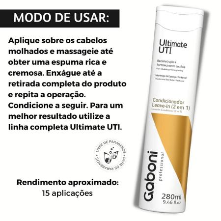 Imagem de Kit Reconstrução Instantânea Shampoo + Condicionador Leave-in (2 em 1) + Máscara 250g Ultimate UTI Gaboni Professional