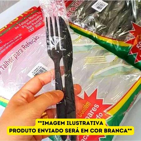 Kit Refeição Reforçado Garfo + Faca Sachê Embalados Branco Maxplastic - 500  Pares (CX10x50)