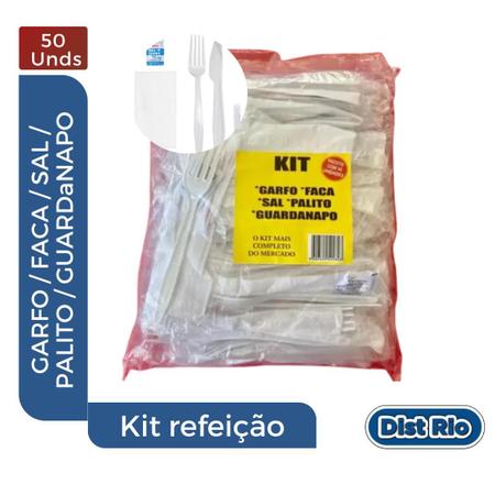 Imagem de Kit Refeição Garfo, Faca, Sal, Palito e Guardanapo 50 Unds