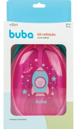 Imagem de Kit Refeição Infantil Com Talheres Foguete Rosa 13515 - Buba