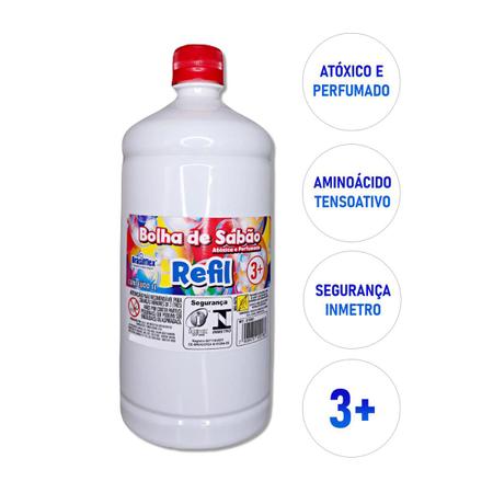 Imagem de Kit Refil para bolha de sabão líquido 5 litros Bubble para máquina de fazer bolhas, atóxica e perfumada