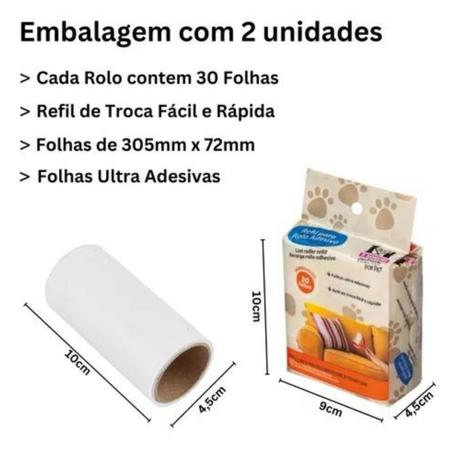 Imagem de Kit Refil Para Rolo Adesivo Tira Pelos De Roupa 90 Folhas