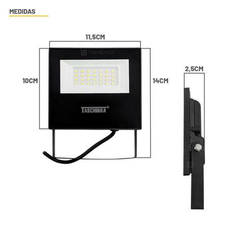 Imagem de Kit Refletor LED Taschibra TR 30 Slim Preto + Relé Fotocélula Qualitronix QR51 Corujito