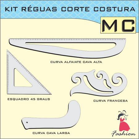 Imagem de Kit Réguas Corte Costura Modelagem Alfaiate 8036 Acril Fenix