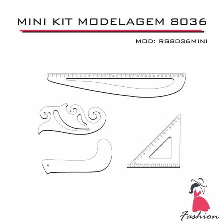 Imagem de Kit Réguas Corte Costura Modelagem Alfaiate 8036 Branco Mini