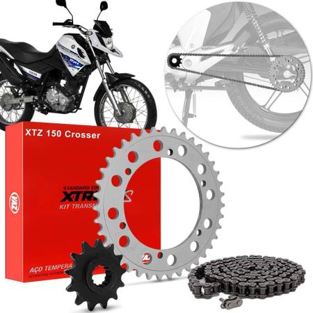 Kit Relação Coroa Pinhão Moto Yamaha Xtz 150 Crosser 14 a 18 Vaz