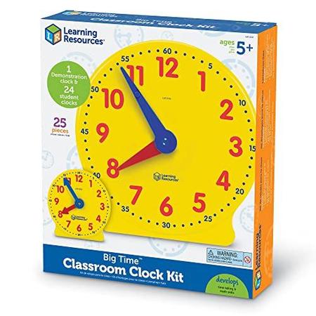 Imagem de Kit relógio de sala de aula de recursos de aprendizagem, relógio para crianças, aprendendo a dizer tempo, relógios para o tempo de ensino, idades 5+,