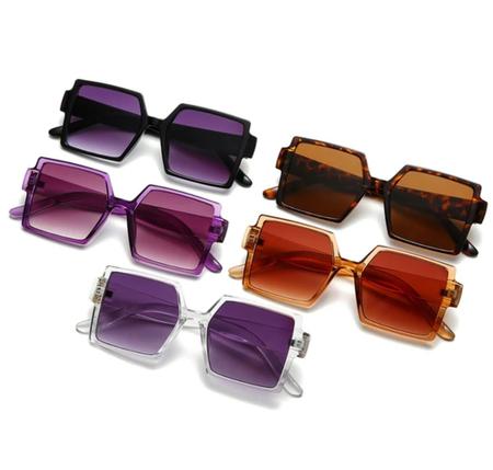 Imagem de Kit Relógio Digital Led Redondo Silicone ajustável + Óculos de Sol Feminino Armação Grande Vintage Quadrado Luxo Moda