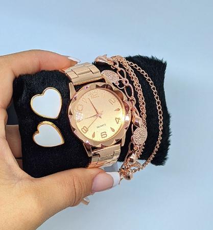 Relógio Feminino com Pulseira Rose Gold Quartz