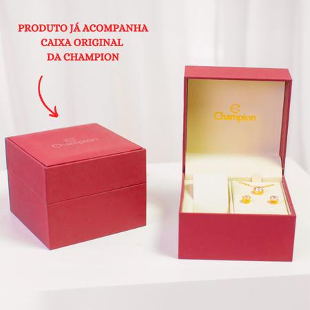 Kit Relógio Feminino Analógico Dourado Champion - CN26117B - Timeland