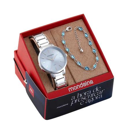 Imagem de Kit Relógio Feminino Mondaine + Pulseira 32561L0MKNE2 Prata