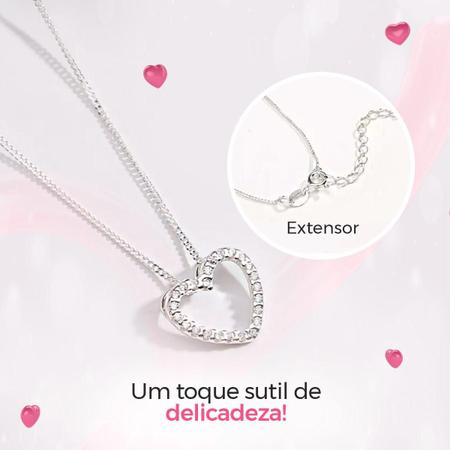 Imagem de Kit Relógio Feminino Prata + Colar Strass Coração Mãe Rma39