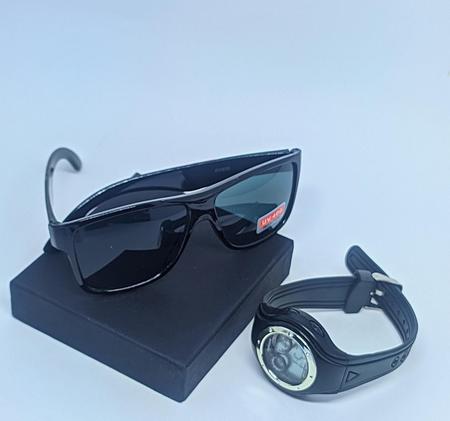 Imagem de Kit Relógio Infantil Digital Alarme Luz Led Esporte Watch Menino/Menina + Óculos de Sol Quadrado Flexível para Crianças