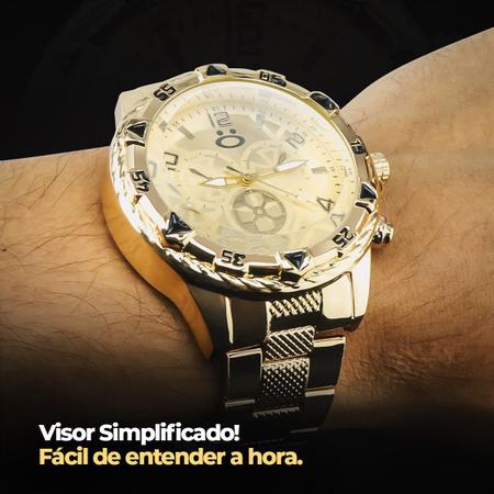 Relógio Masculino De Pulso Grande Dourado Com Pulseira Corrente Masculina  Ideal Para Presente - Relógios - Relógio Masculino - Magazine Luiza