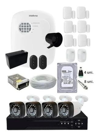 Imagem de Kit Residencial 4 Câmeras Hd 3,6mm + Alarme Sem Fio Completo