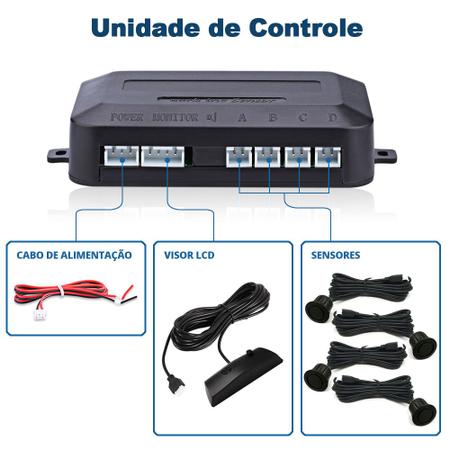 Imagem de Kit Retrovisor C/ Tela + Câmera Ré E Frontal + Sensor Ré Preto Fosco Emborrachado BMW X5 2015 2016 2017 2018 2019 2020 Estacionamento