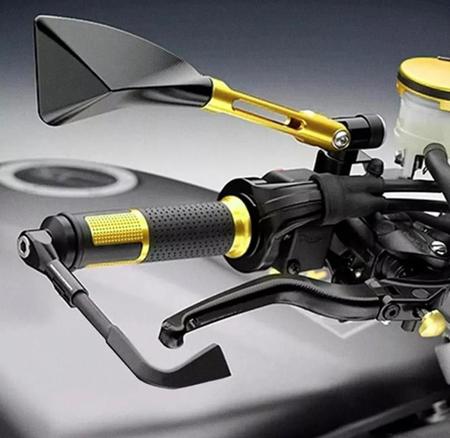 Imagem de Kit Retrovisor Esportivo Triangular R08 para Moto Honda NXR 125 BROS ES 2002 - 2015 2016 2017 2018 2019 2020 2021