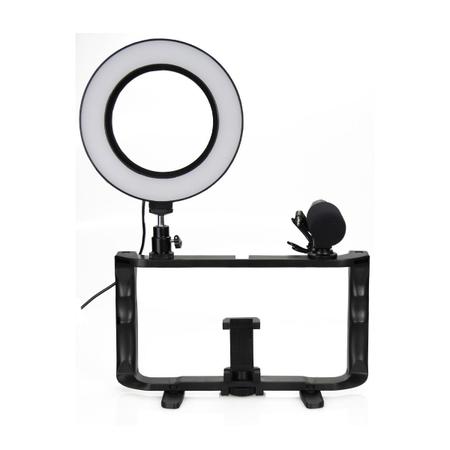 Imagem de Kit Ring Light Celular com Microfone e Tripé + Suporte Estabilizador