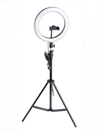 Imagem de Kit Ring Light Luz Led Anel 26cm Selfie  + Tripé 1,8m com Controle Profissional