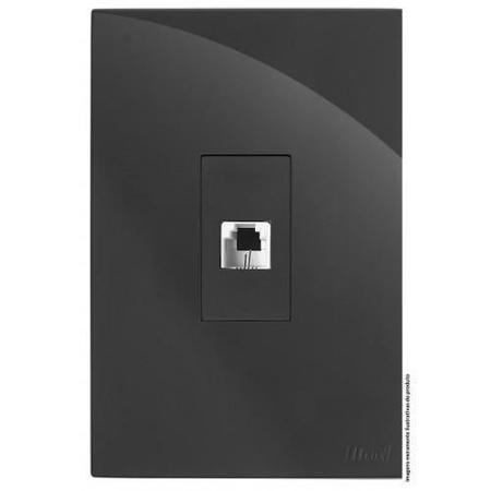 Kit Rj11 4 Fios Telefone Vertical 4X2 Brg11445-6Gf - Blux Recta Grafite Gloss Imagem de Kit Rj11 4 Fios Telefone Vertical 4X2 Brg11445-6Gf
