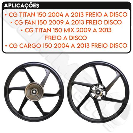 Imagem de Kit Roda Liga Leve Preta Titan-Fan-Mix-Cargo 150 2004 a 2013 Freio a Disco Atrox + Bico